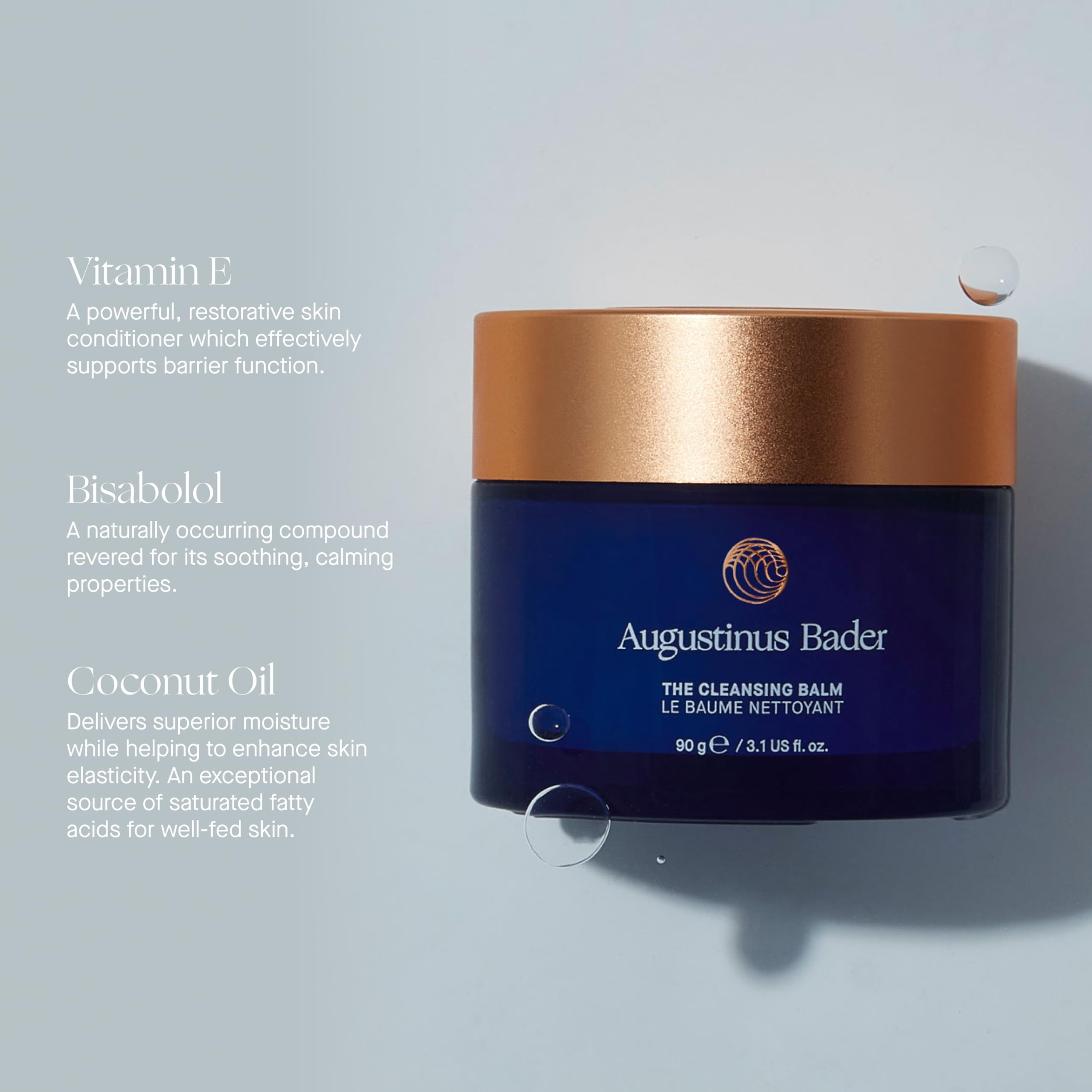 Augustinus Bader cleansing balm sunscreen removal scene shows gentle cleansing.