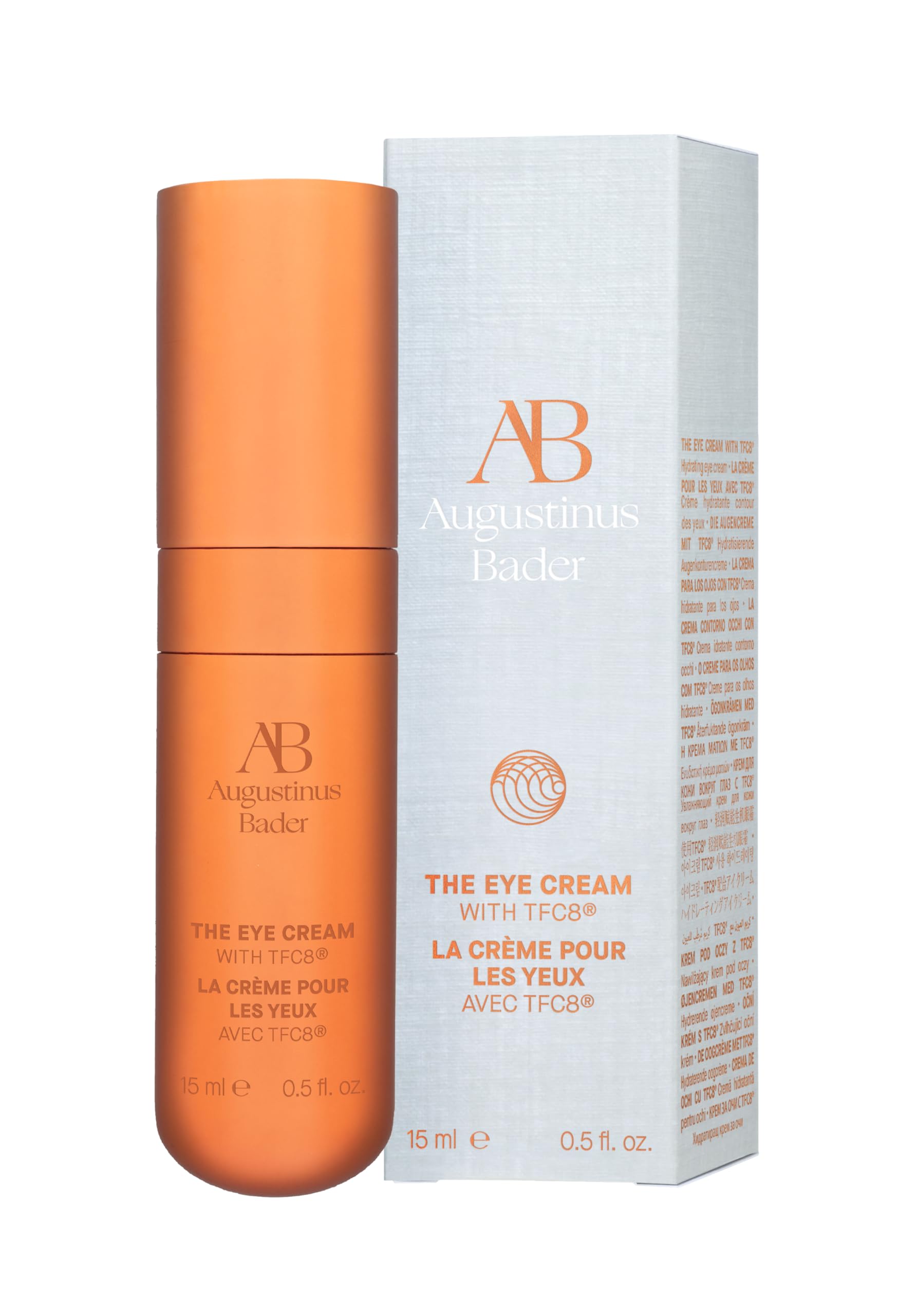 Augustinus Bader recyclable packaging signals eco-friendly skincare with refill option.