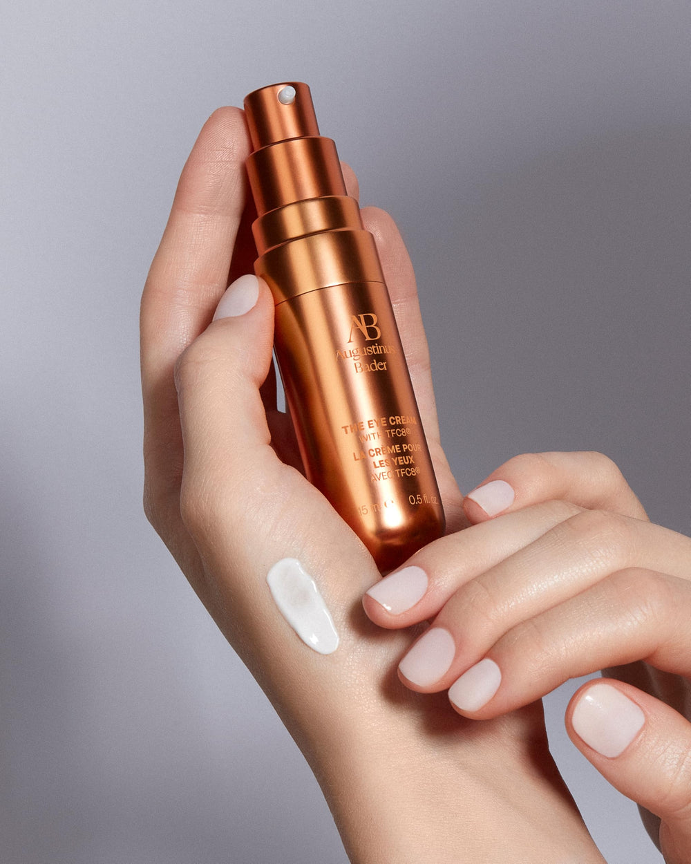 Augustinus Bader refill packaging emphasizes sustainable daily eye care.
