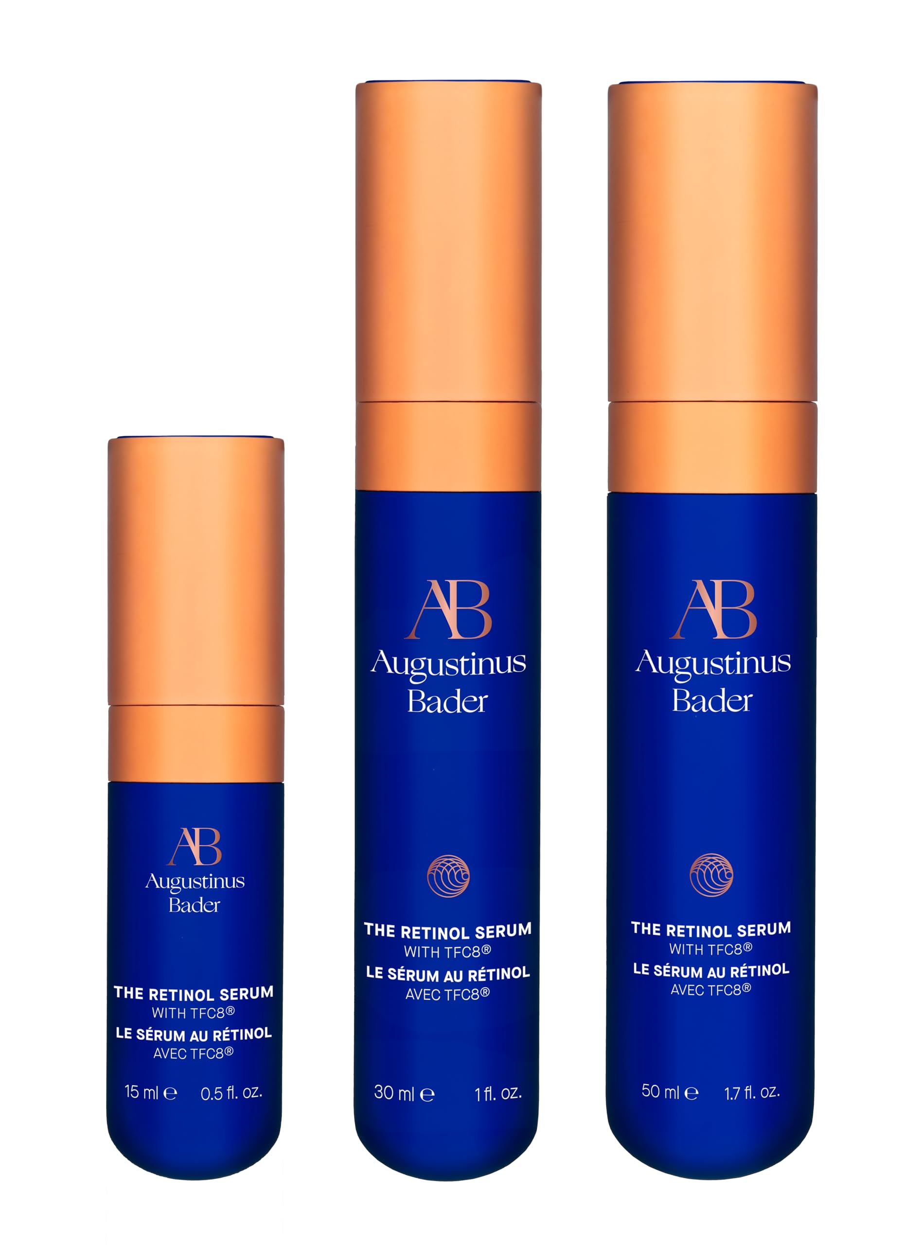 Augustinus Bader Retinol Serum glass bottle on vanity for nightly routine.