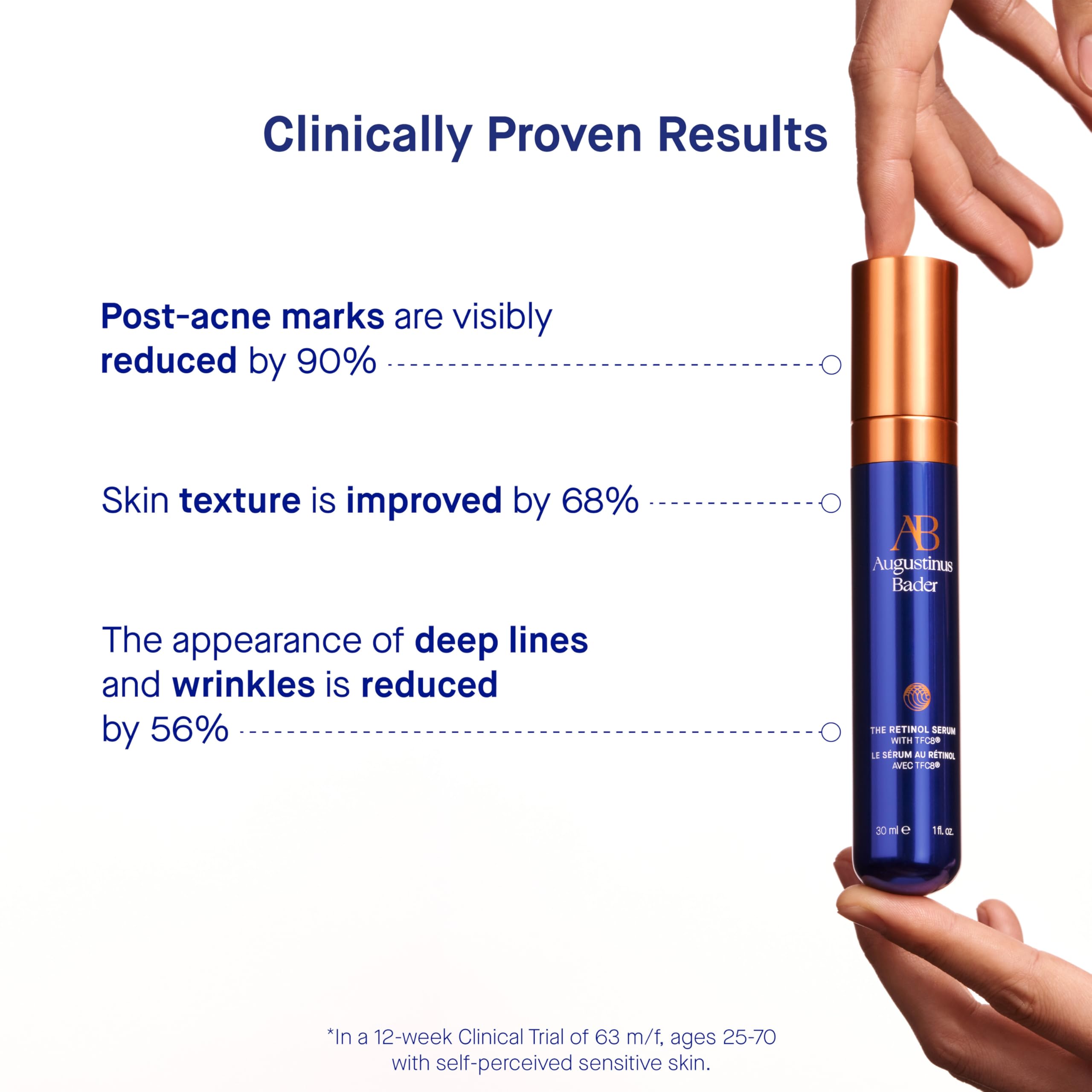 Augustinus Bader Retinol Serum texture swirl showcases creamy, fast-absorbing hydration