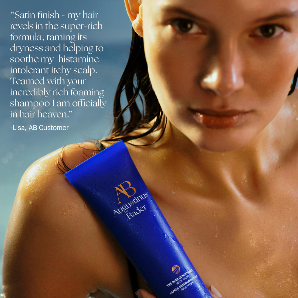 Vegan formulation label visible on The Rich Conditioner packaging