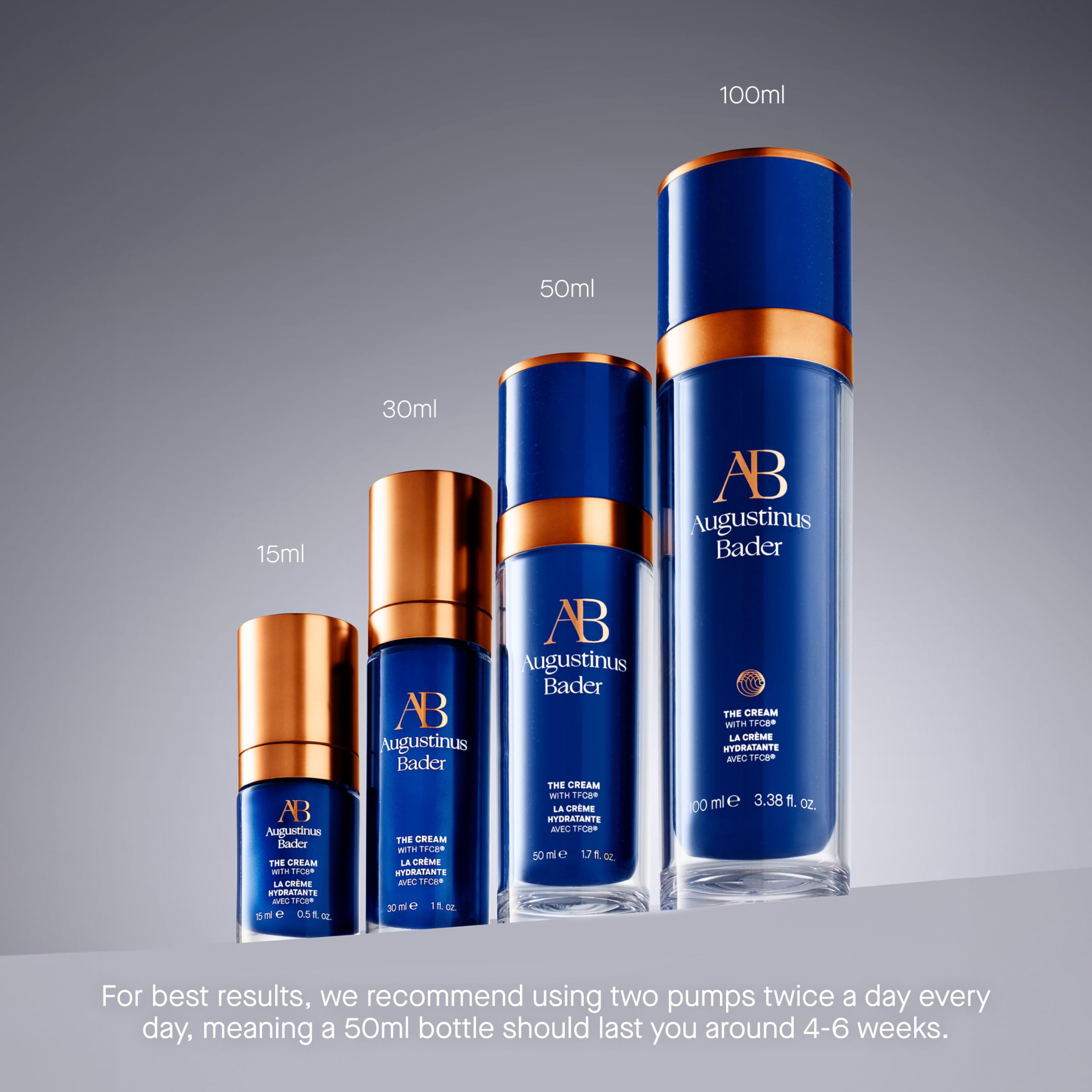 Bathroom display with Augustinus Bader The Cream for daily use