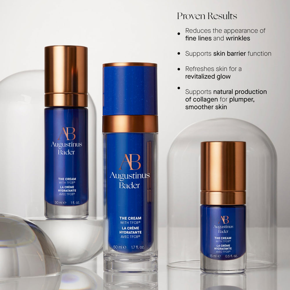 Augustinus Bader The Cream face application demonstrates even, gentle coverage for refreshed skin.