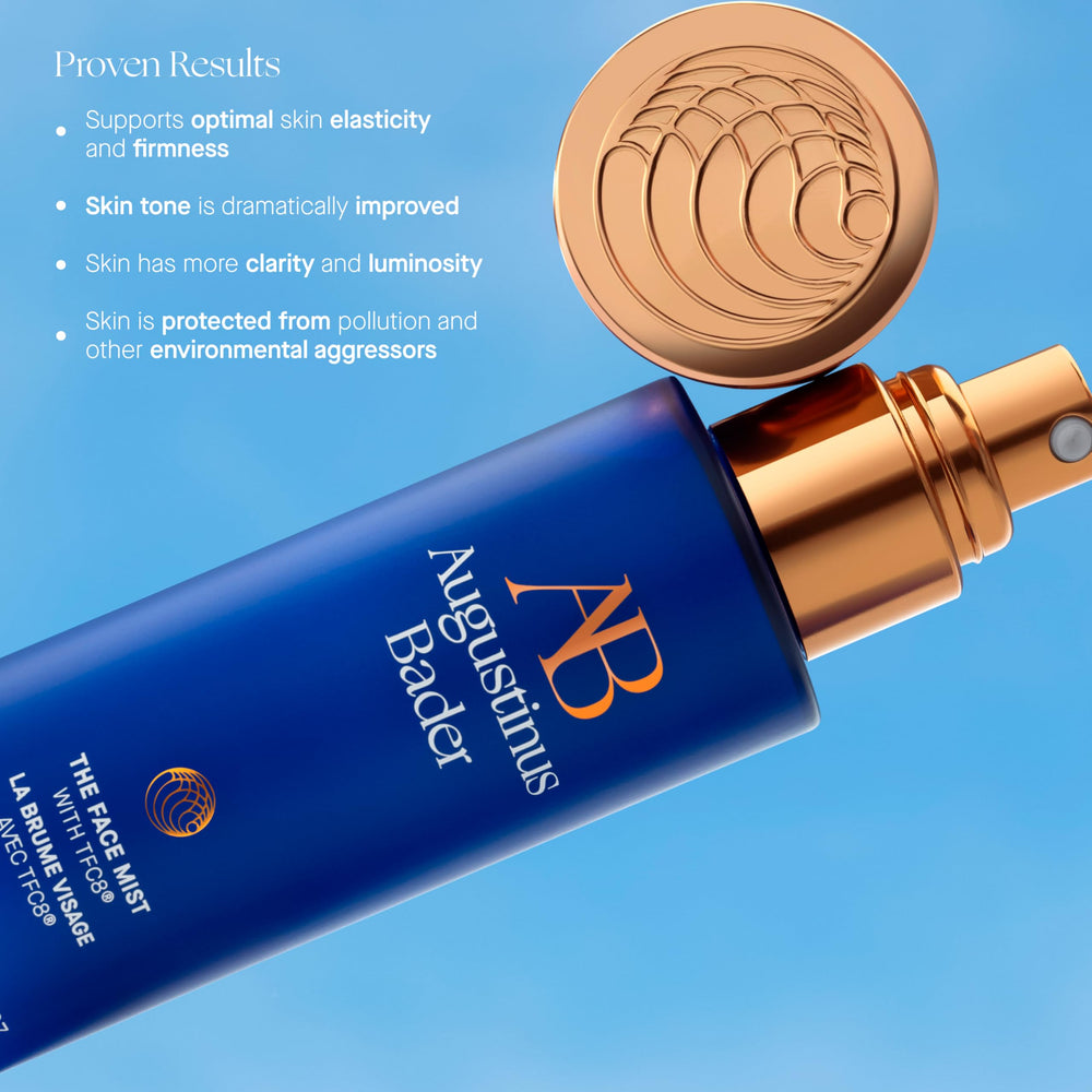 Augustinus Bader The Face Mist packaging with recyclable glass and FSC outer carton