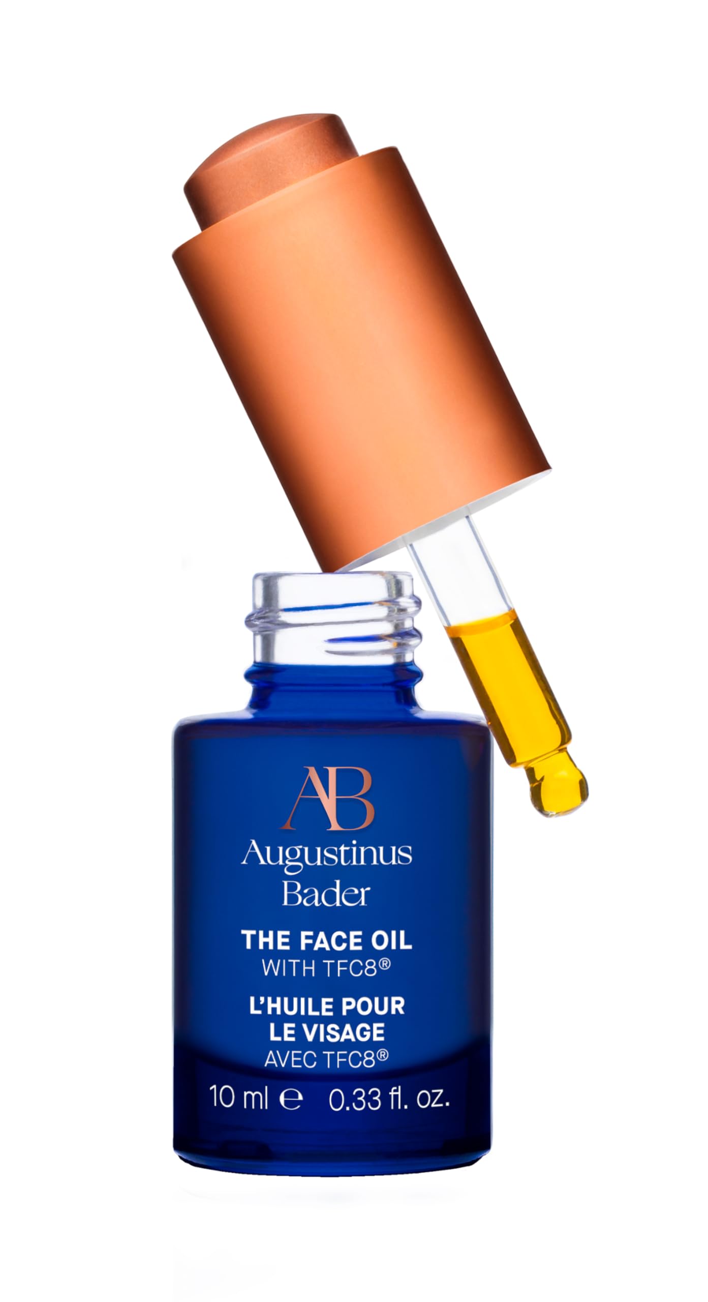 Augustinus Bader The Face Oil application shot highlighting rapid absorption and soothed, nourished skin.