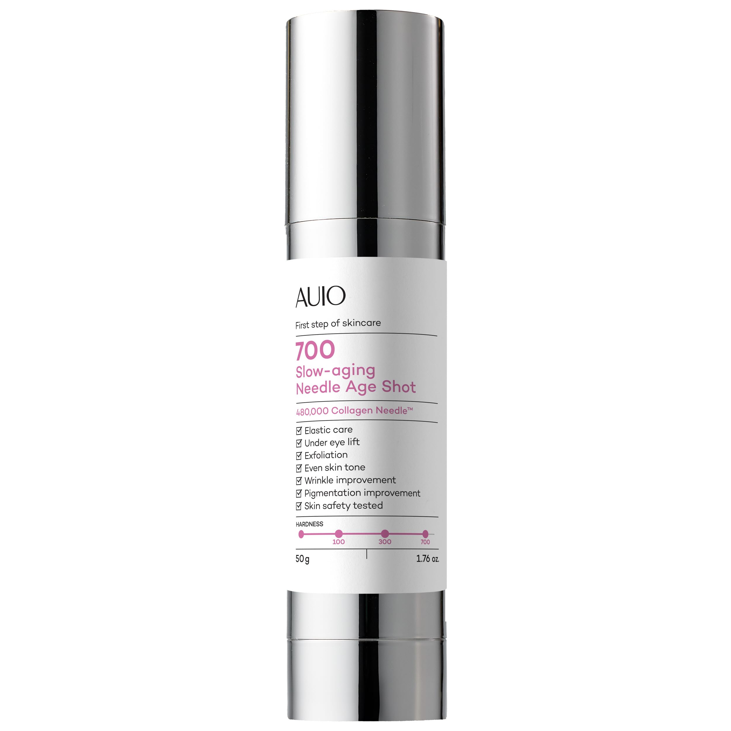 AUIO Age Shot 700 Essence bottle close-up highlighting compact design for easy daily use.
