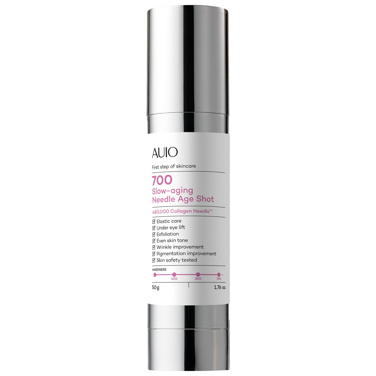 AUIO Age Shot 700 Essence bottle close-up highlighting compact design for easy daily use.