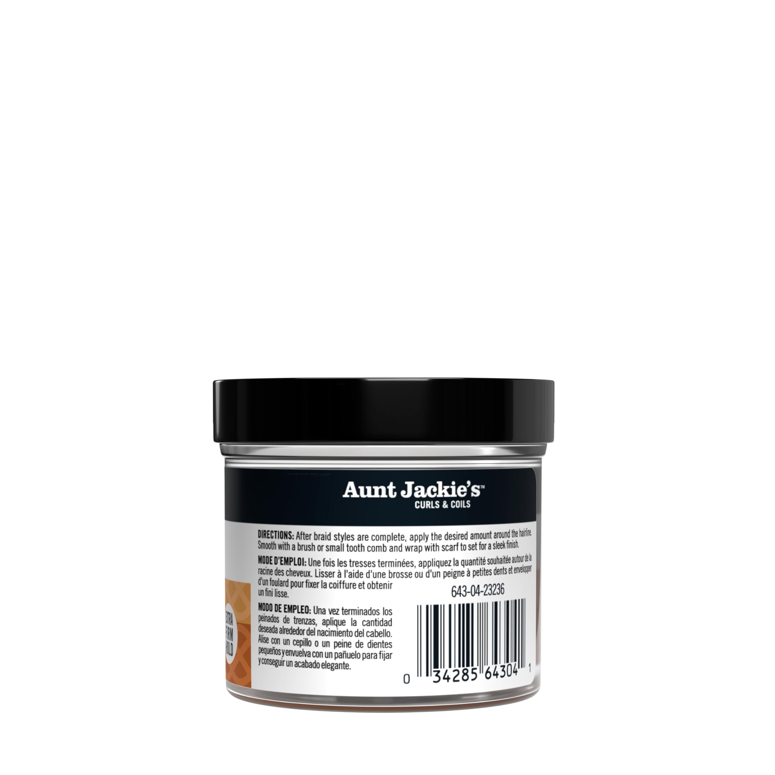 Closeup of Aunt Jackie’s 4oz edge gel bottle showcasing hold strength