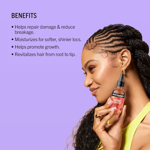 Ingredients list on bottle showing Batana, Jojoba, and Rice Bran oils