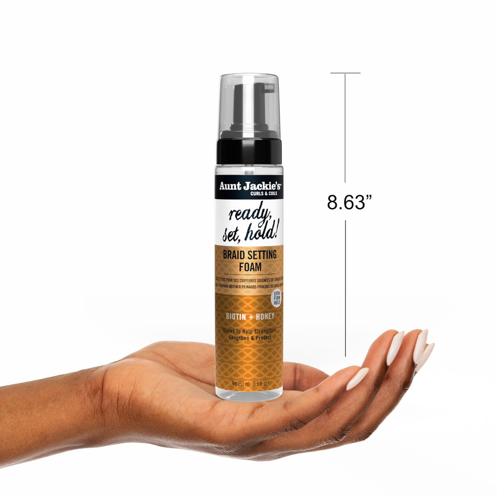 Aunt Jackie's Honey Biotin benefits in action for strength and moisture.