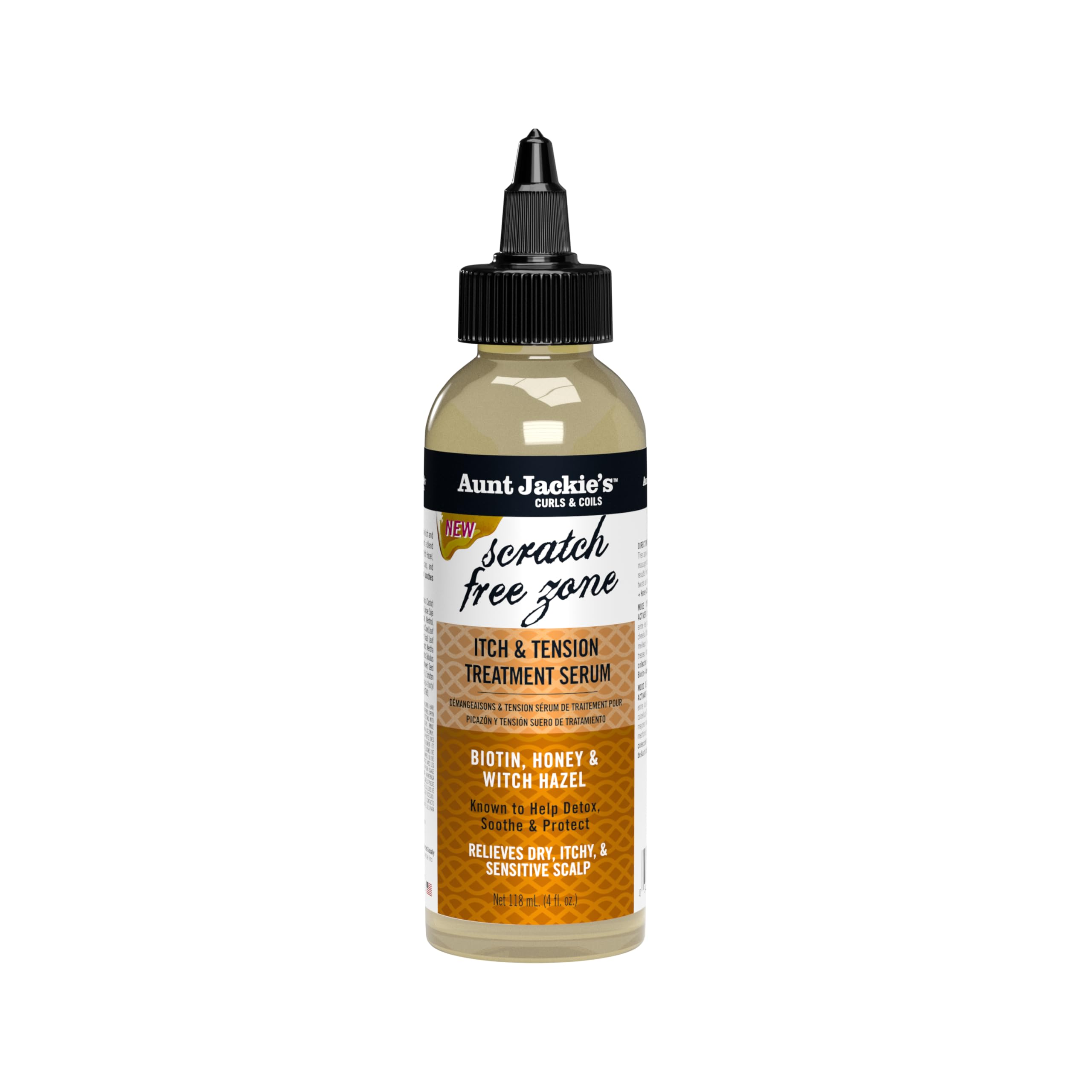 Aunt Jackie's Braid Twist Serum bottle shown for easy scalp application between parts.