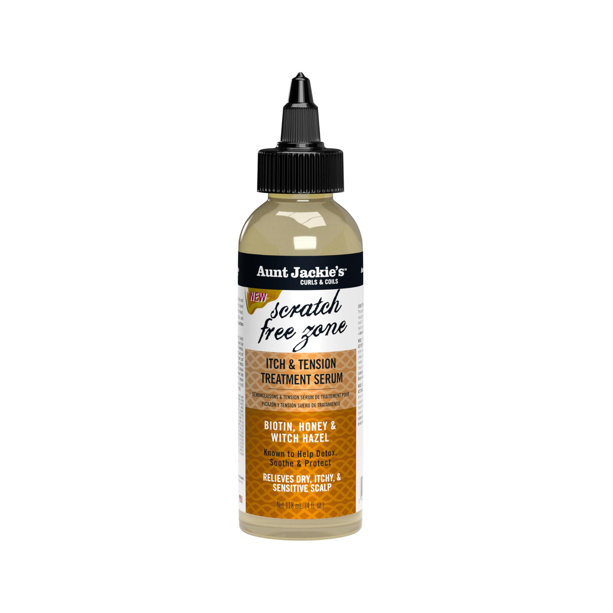 Aunt Jackie's Braid Twist Serum bottle shown for easy scalp application between parts.