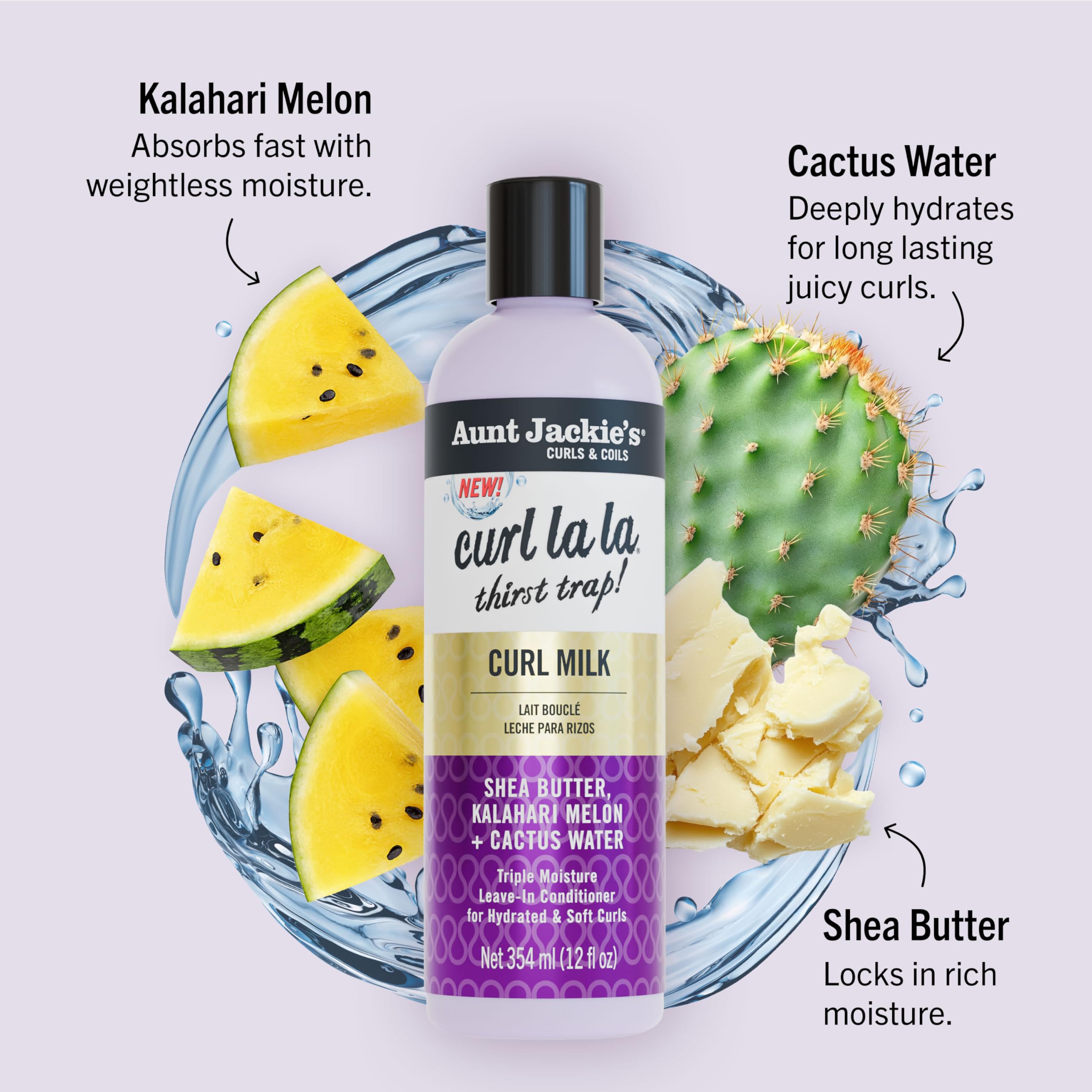 Aunt Jackie's Curl La La Milk being applied to hair for smooth, defined curls