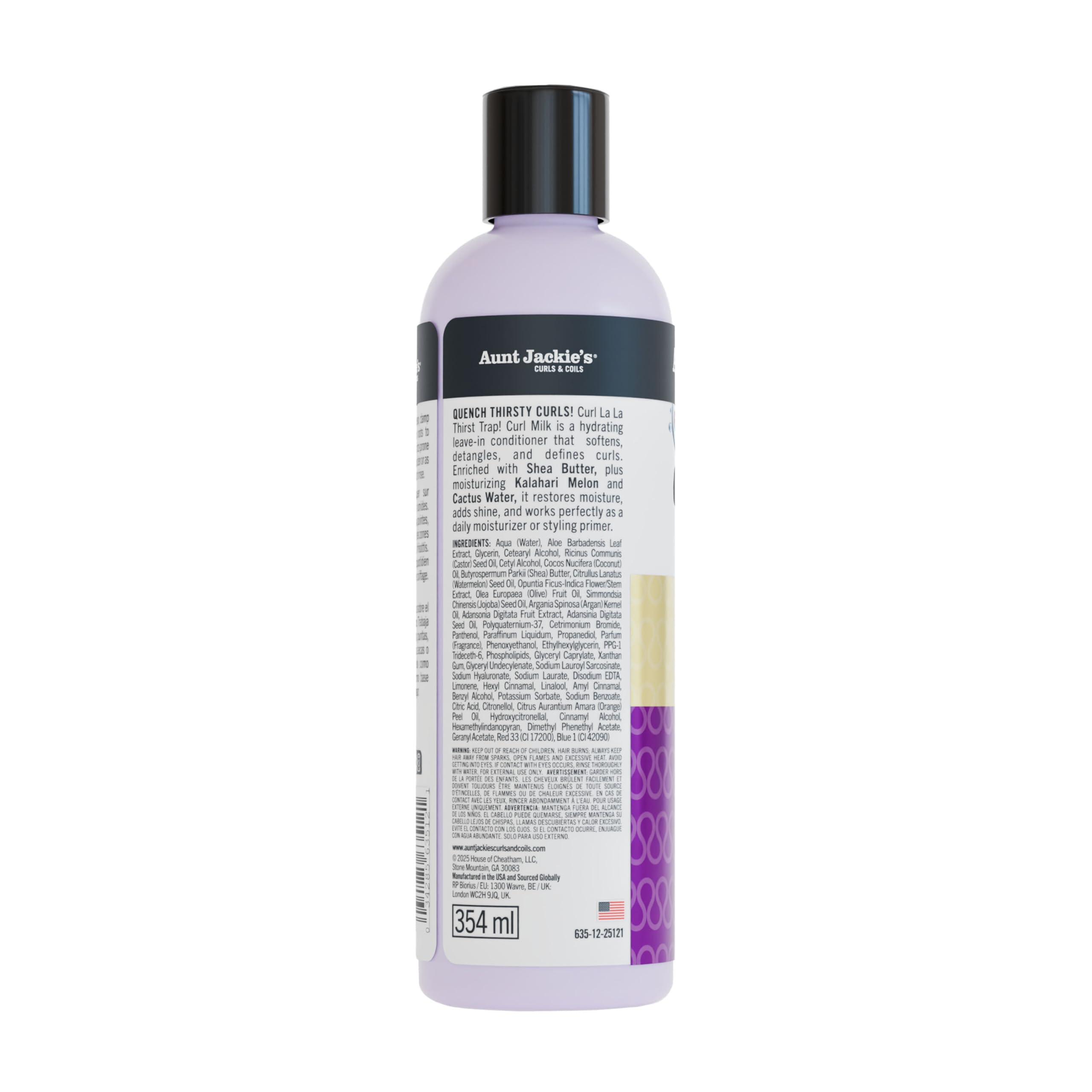 Aunt Jackie's Curl La La Milk as a styling prep for light, non‑sticky finish