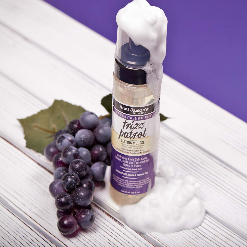 Aunt Jackie's Frizz Patrol on damp hair provides light hold and frizz control.