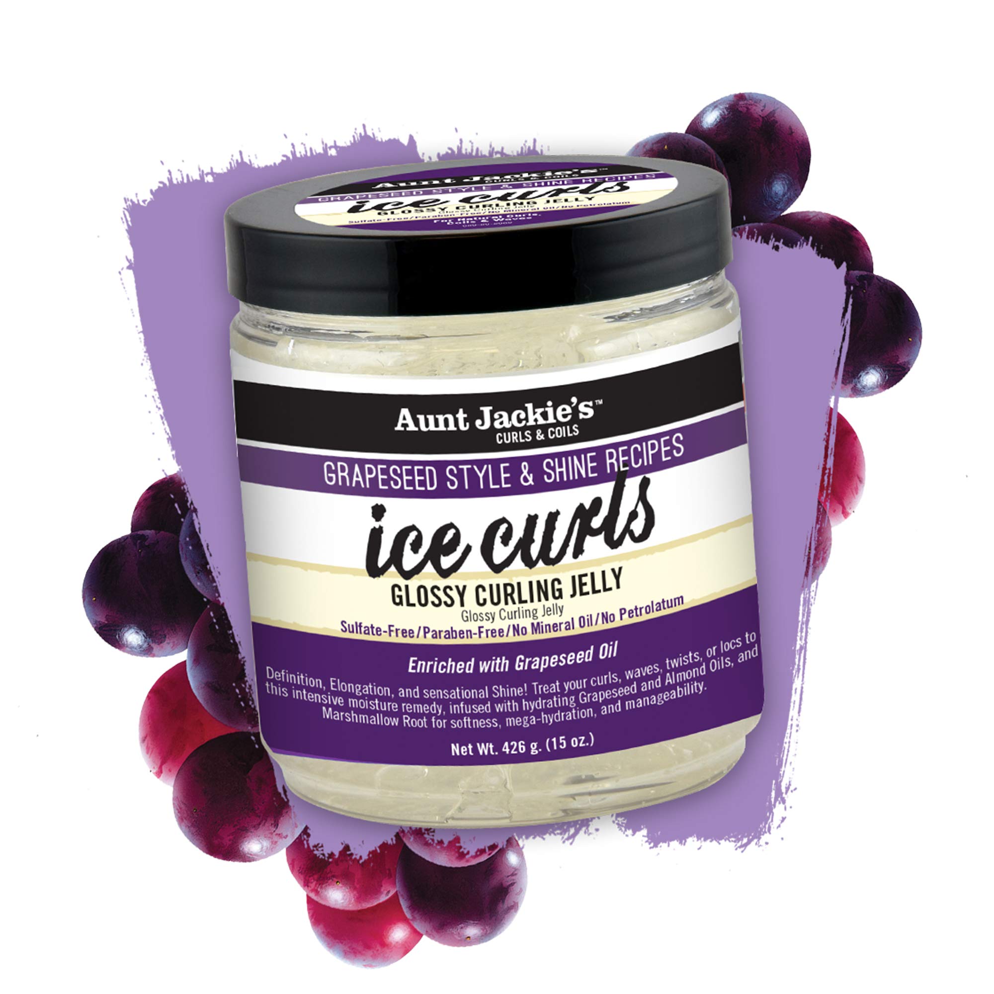 Texture on finger shows jelly's smooth formula for curl definition.