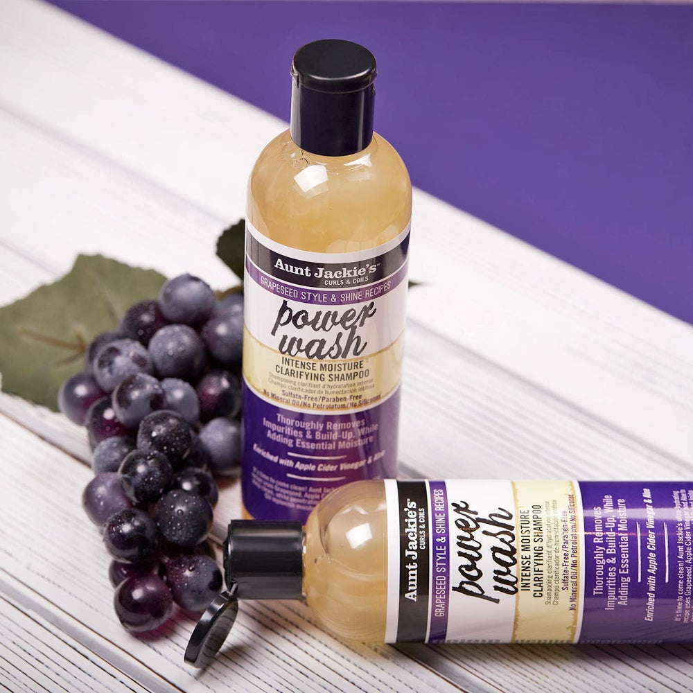 Foamy lather from Aunt Jackie's Power Wash signals cleansing and moisture sealing.