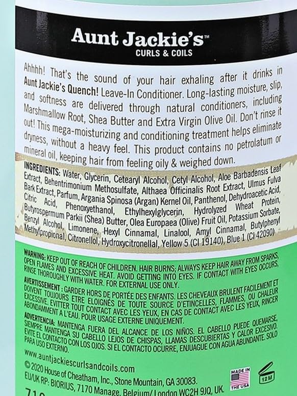Close-up of creamy shea butter texture in Aunt Jackie's Quench Leave-In.