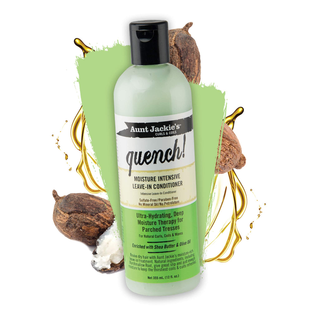 Aunt Jackie's Quench Leave-In with extra virgin olive oil for shine.