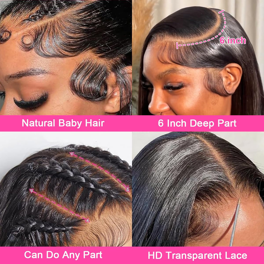 AUOU 30-inch 13x6 wig front view reveals realistic hairline and parting