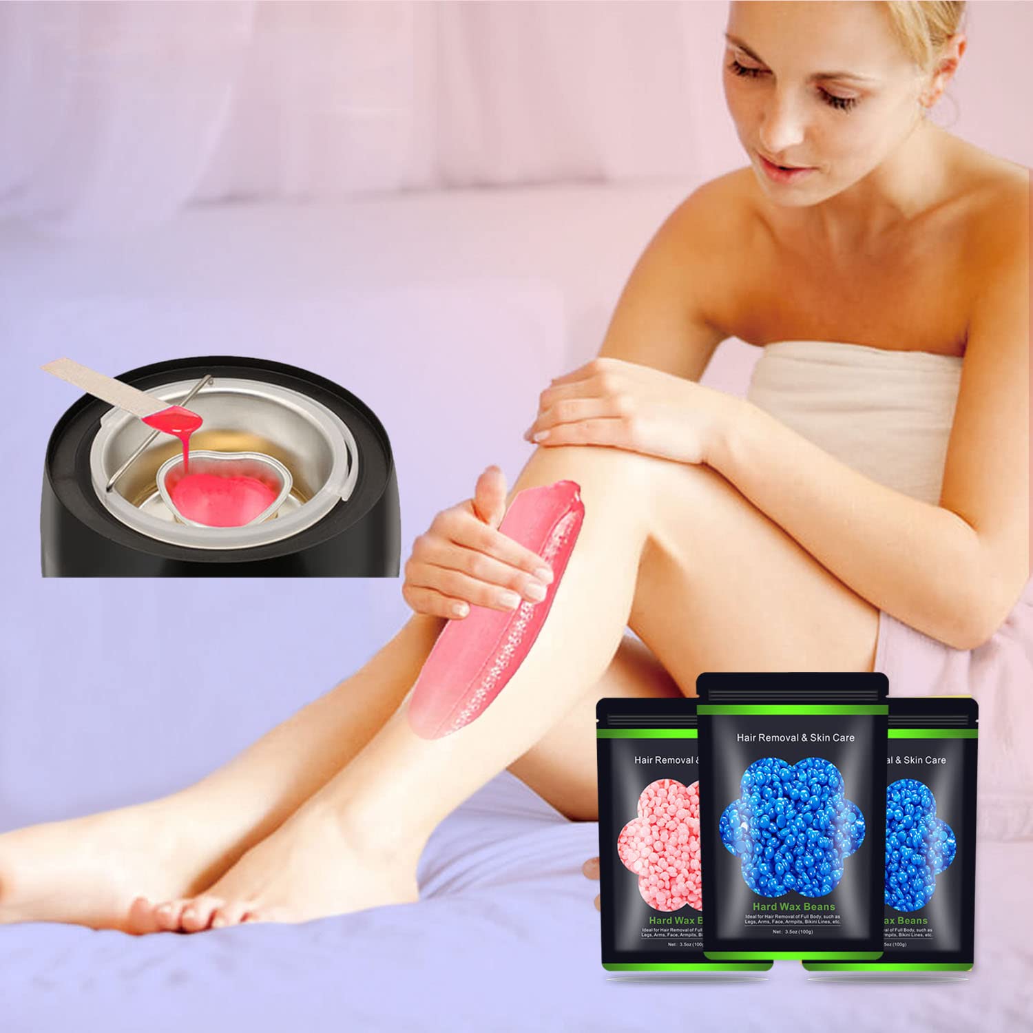 Three packs of wax beads with 10 sticks included for convenient application