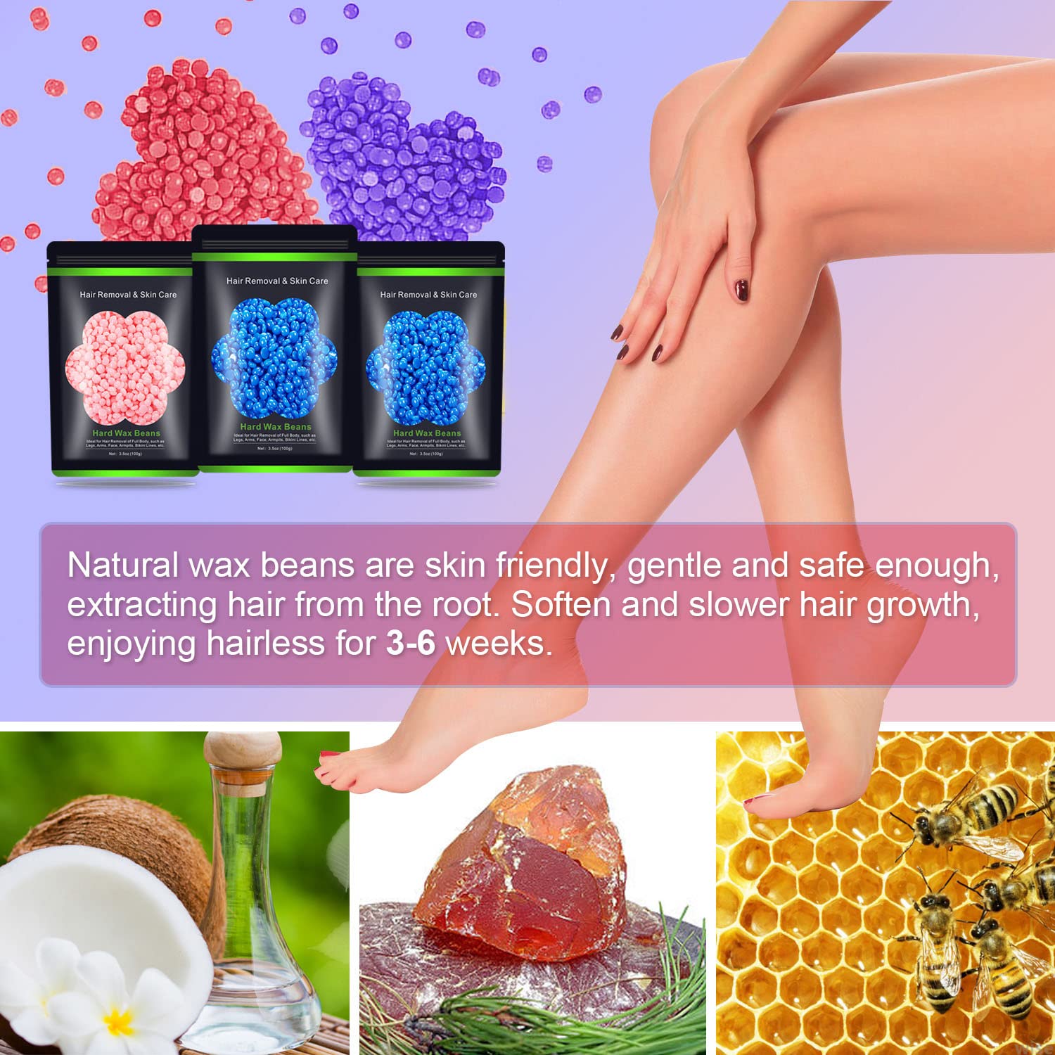 Close-up of Auperwel hard wax beads for sensitive skin with gentle grip
