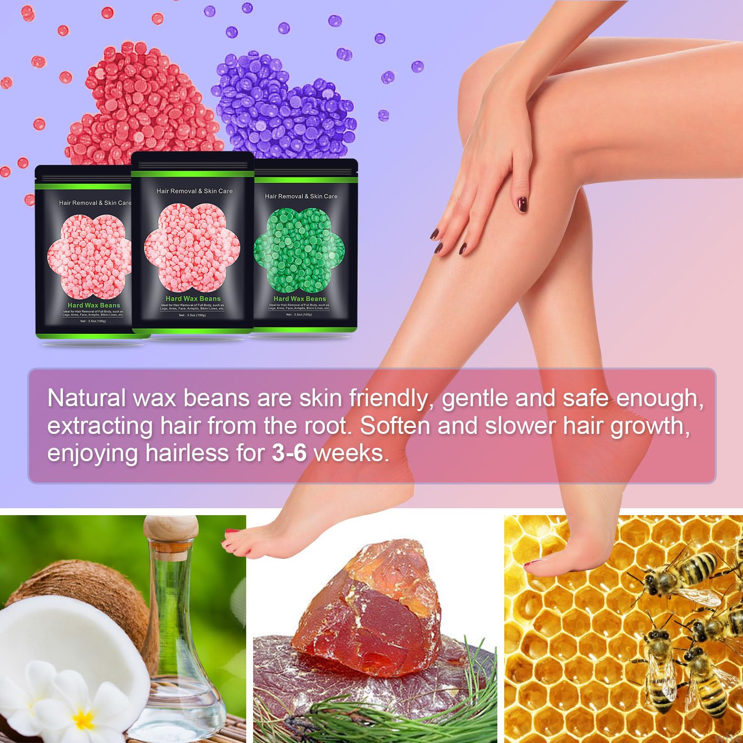 Auperwel hard wax beads for sensitive skin provide smoother at-home hair removal.