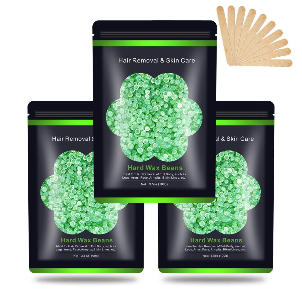 Auperwel wax beads 3 pack packaging ready for at home hair removal
