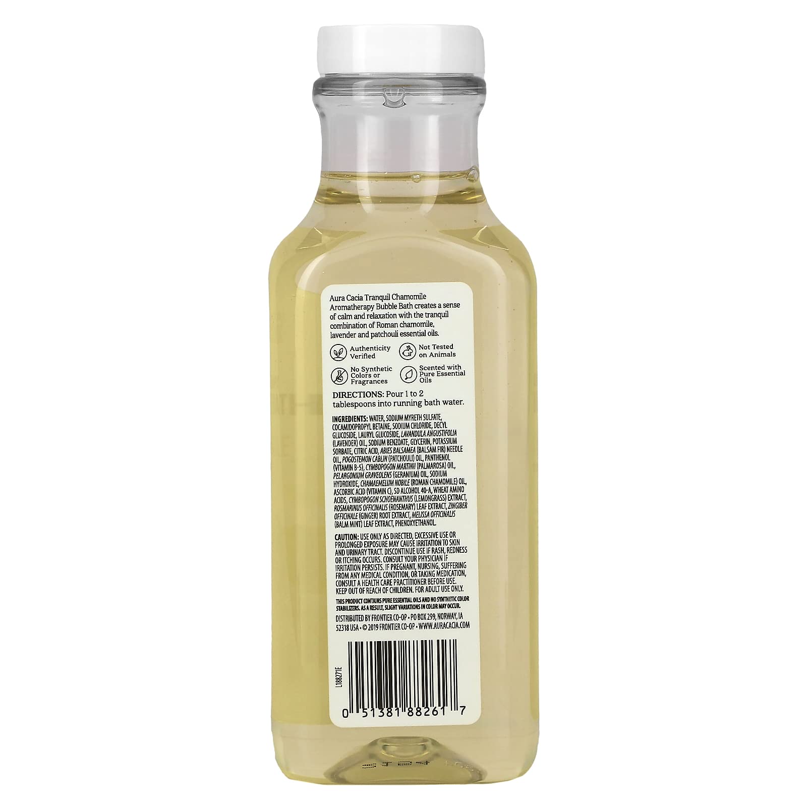 Aura Cacia Bubble Bath Chamomile Tranquil foamy bath bubbles creating a calming moment.