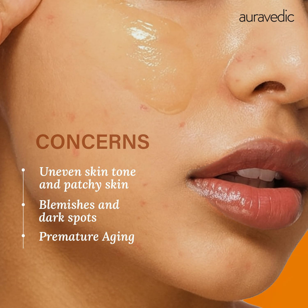 Smooth, hydrated skin texture after using Auravedic Vitamin C Face Oil.