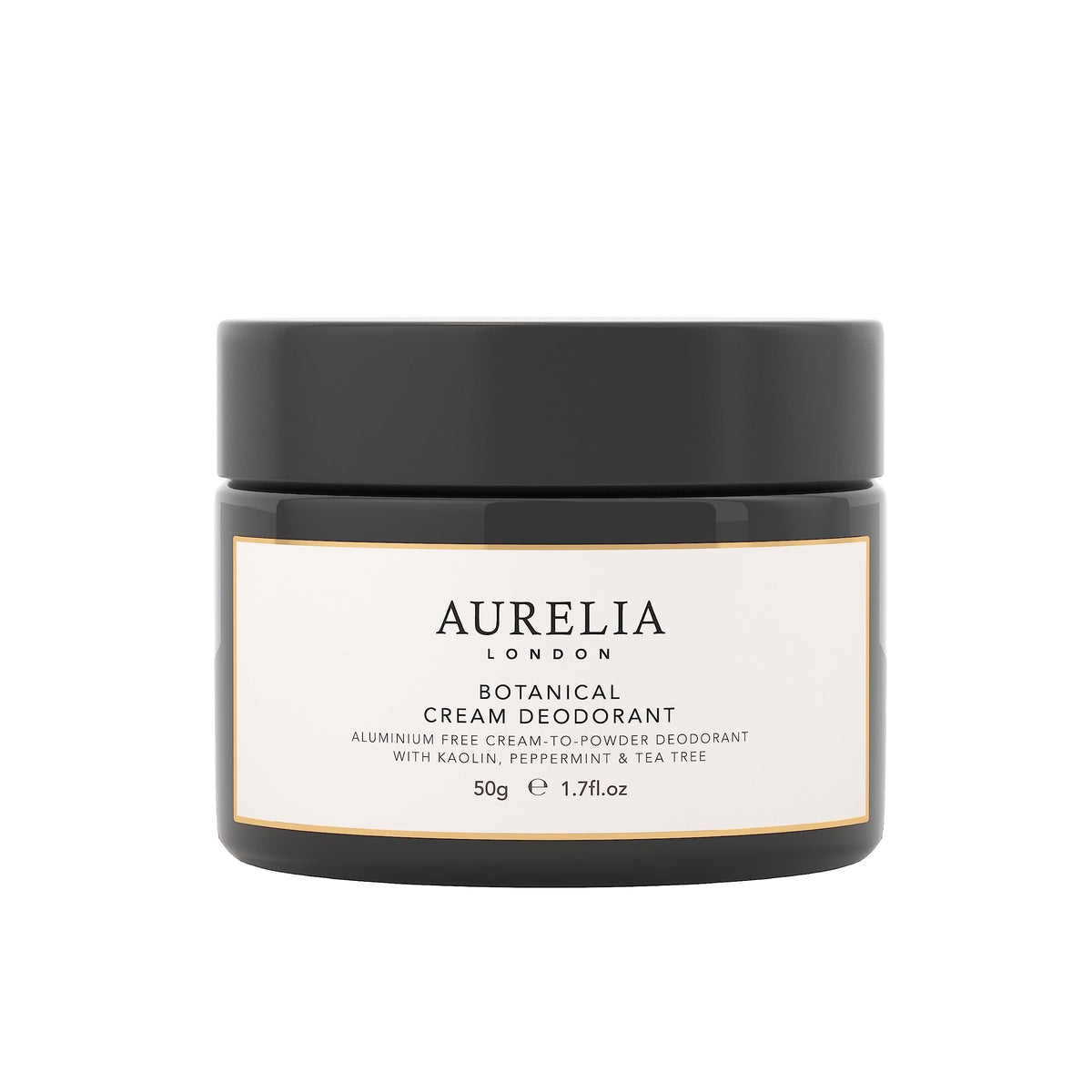 Aurelia Probiotic Skincare Botanical Cream Deodorant packaging showcases eco-friendly design for daily use.