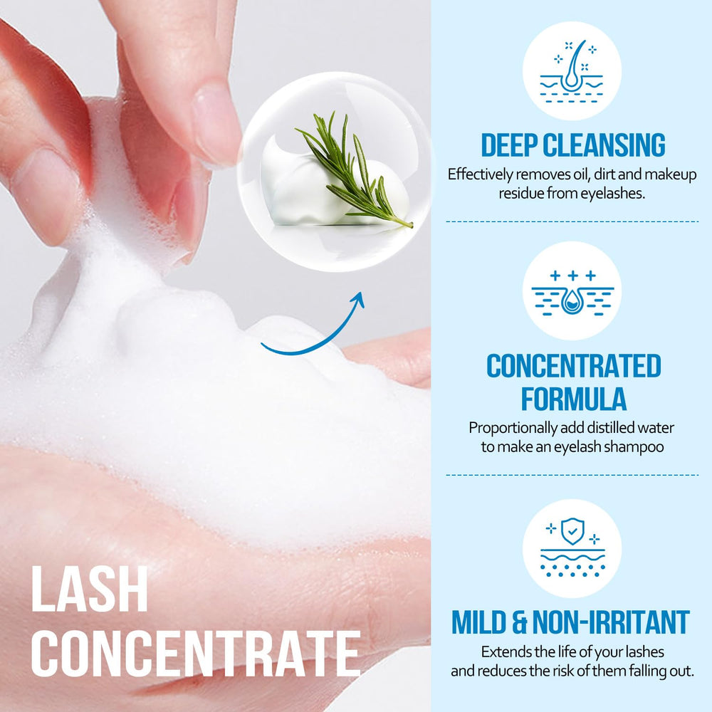 AuReve Lash Shampoo ready bottle 60ml, convenient for professional or home care.
