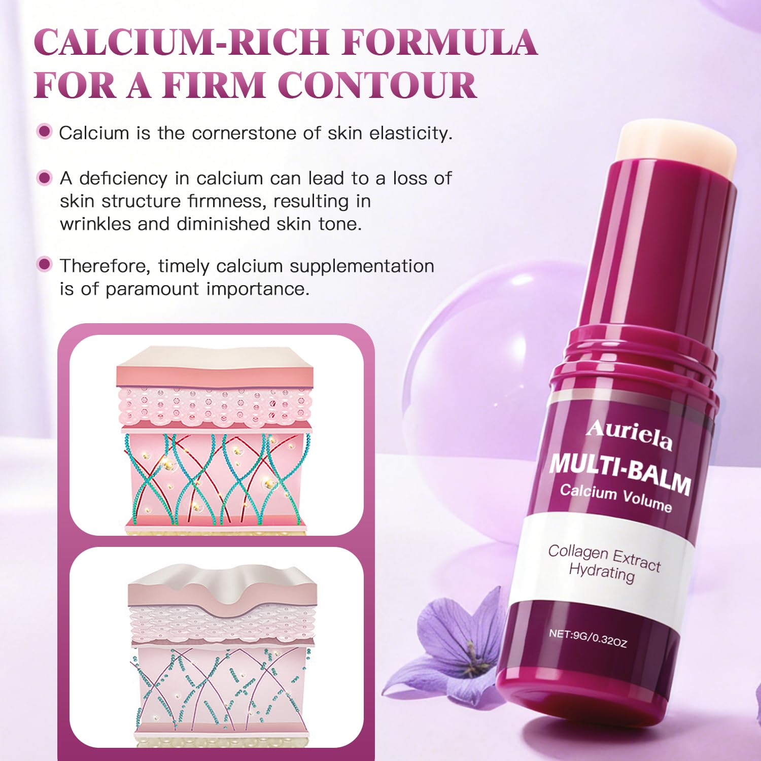 Auriela Calcium Volume Multi Balm near eye area for soft hydration.