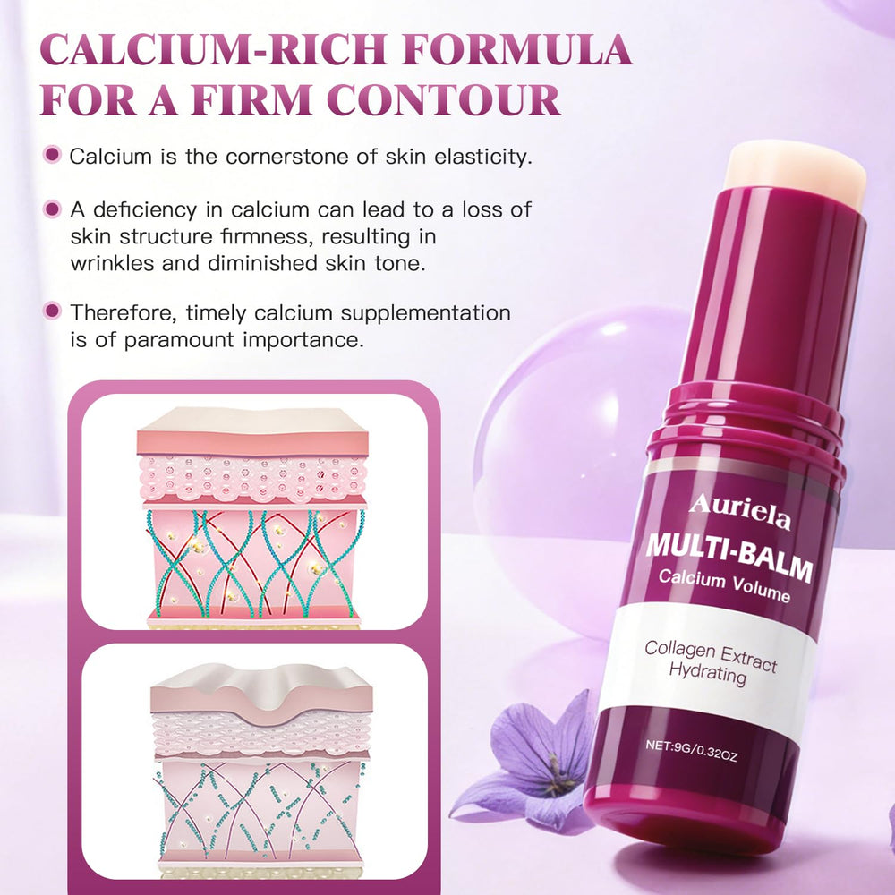 Auriela Calcium Volume Multi Balm near eye area for soft hydration.