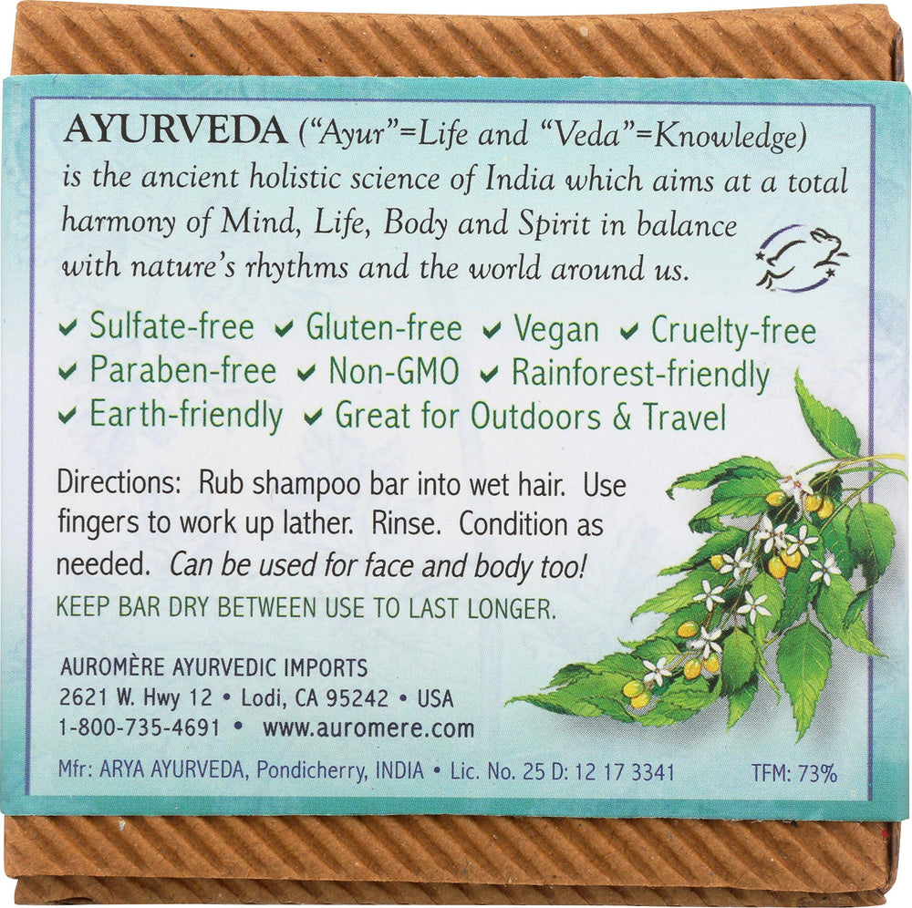 Auromere shampoo bar lathers easily while traveling, a compact cleaning solution.