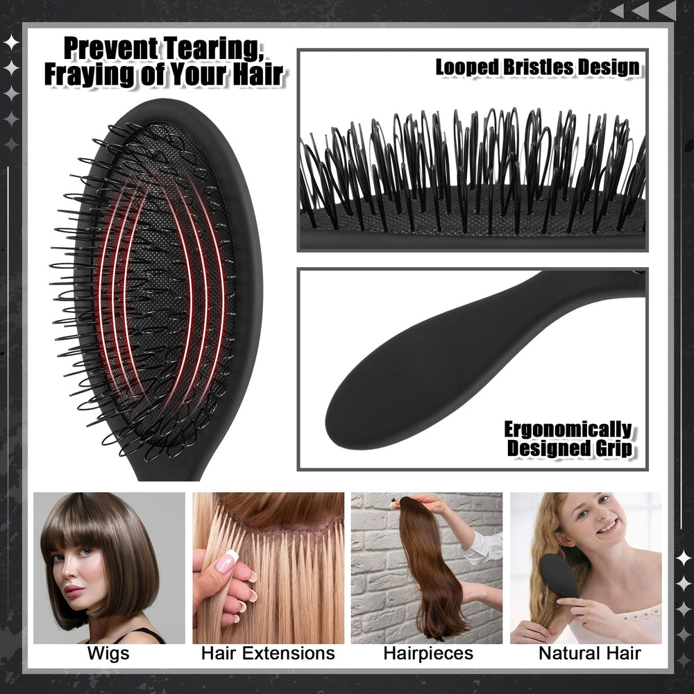 Auroray wig brush metal-tooth comb gentle detangling for synthetic and natural wigs