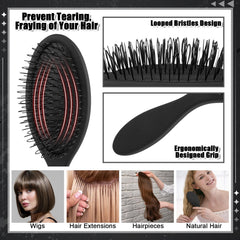 Auroray wig brush metal-tooth comb gentle detangling for synthetic and natural wigs