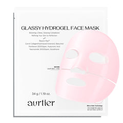 Aurtier Glassy Hydrogel Mask packaging for convenient overnight skincare.