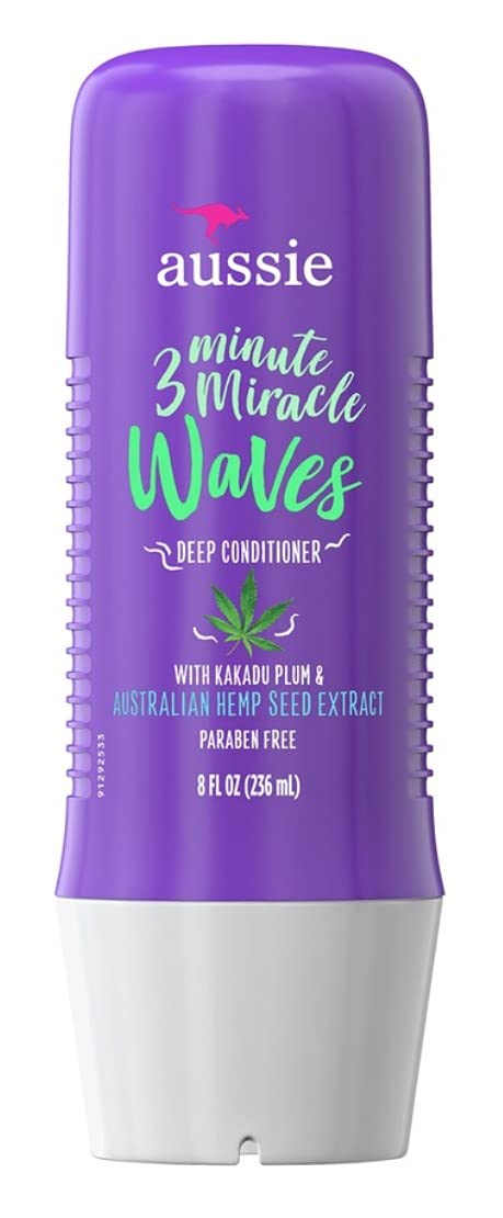 Aussie 3 Minute Miracle Waves packaging on display, 8 oz size.