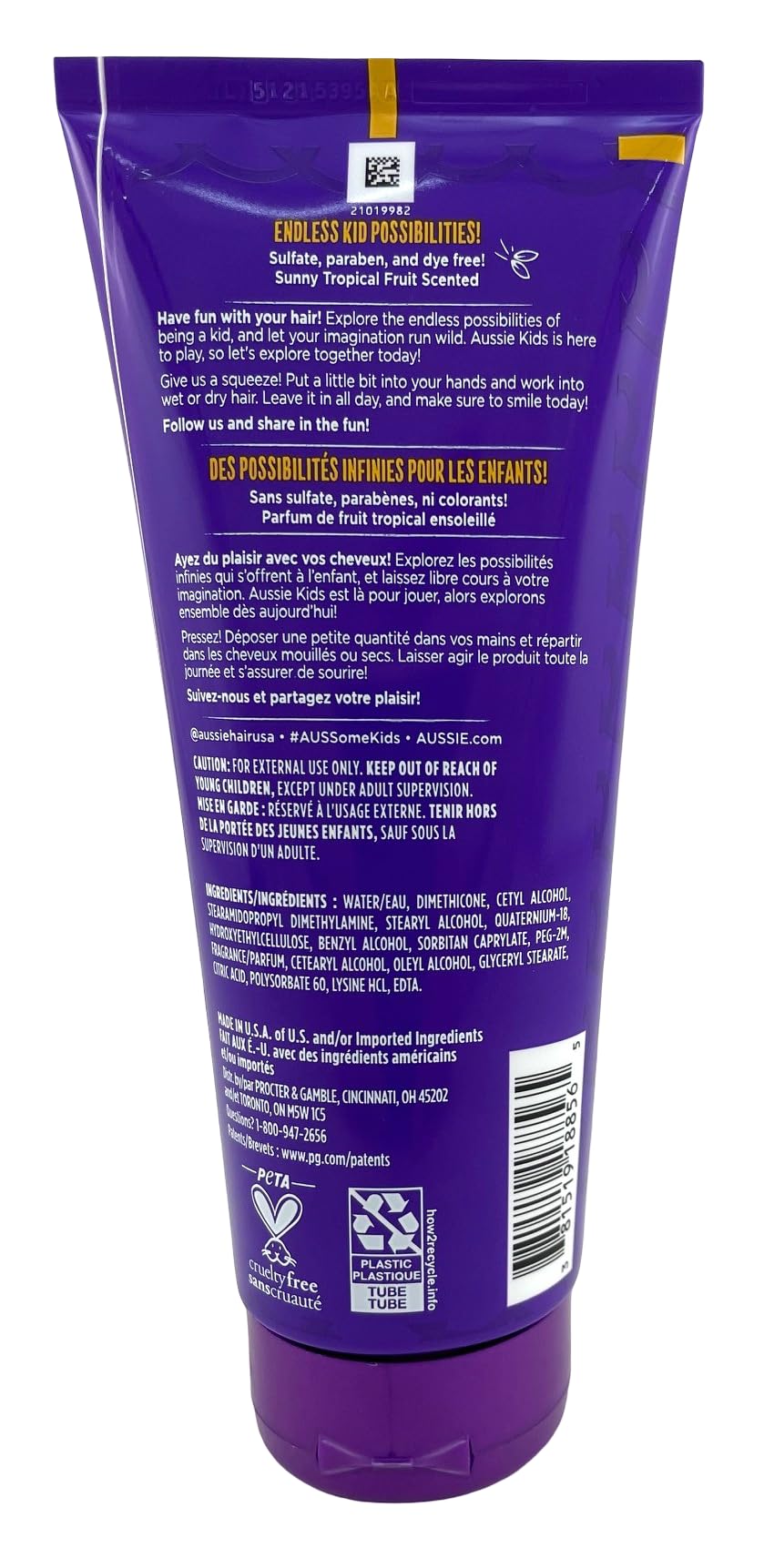 Aussie Kids Leave-In Curly Conditioner applying to hair for detangling