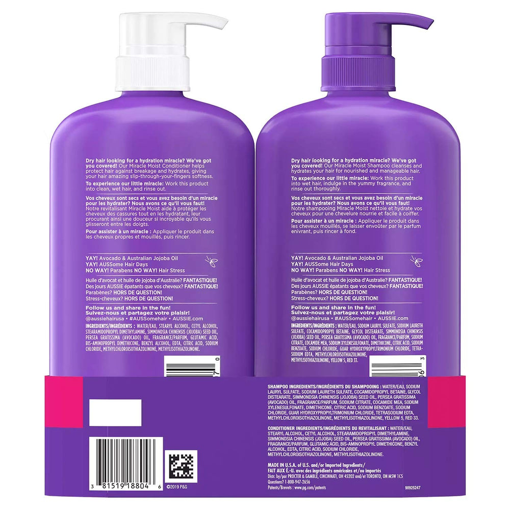 Smooth, hydrated hair after using Aussie Miracle Moist conditioner.