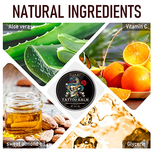 AUSTINE Natural Organic Tattoo Cream jar showing ingredients and rich hydration.