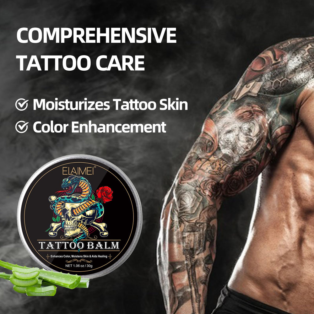 AUSTINE Tattoo Cream ingredient panel close-up, emphasizing organic and natural components.