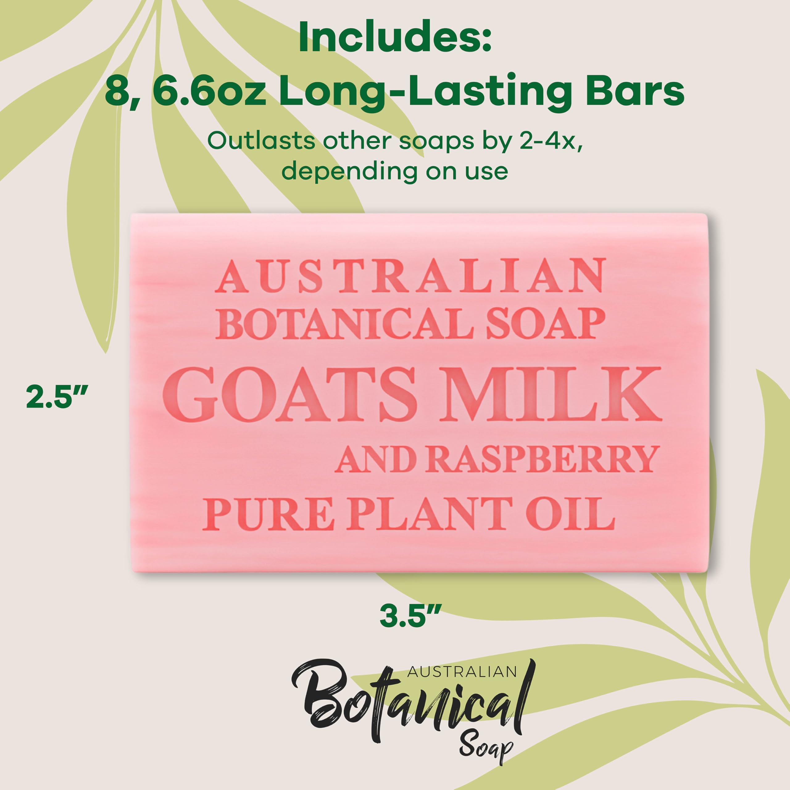 Australian Botanical goats milk raspberry soap 6.6 oz bar on display