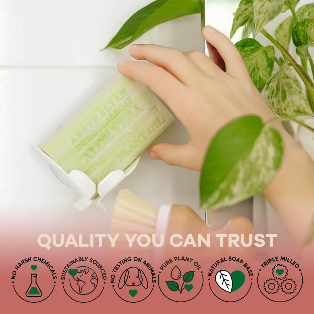 Australian Botanical Soap Aloe Vera Green Tea Ingredients – plant oils and glycerin for soft skin.