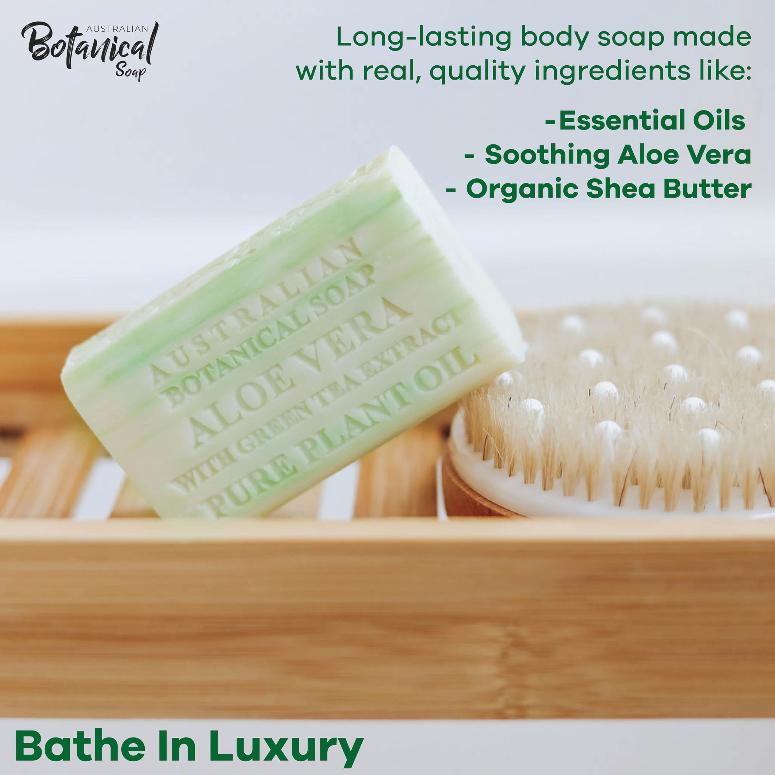Australian Botanical Soap Aloe Vera Green Tea – closeup lather showing creamy texture.