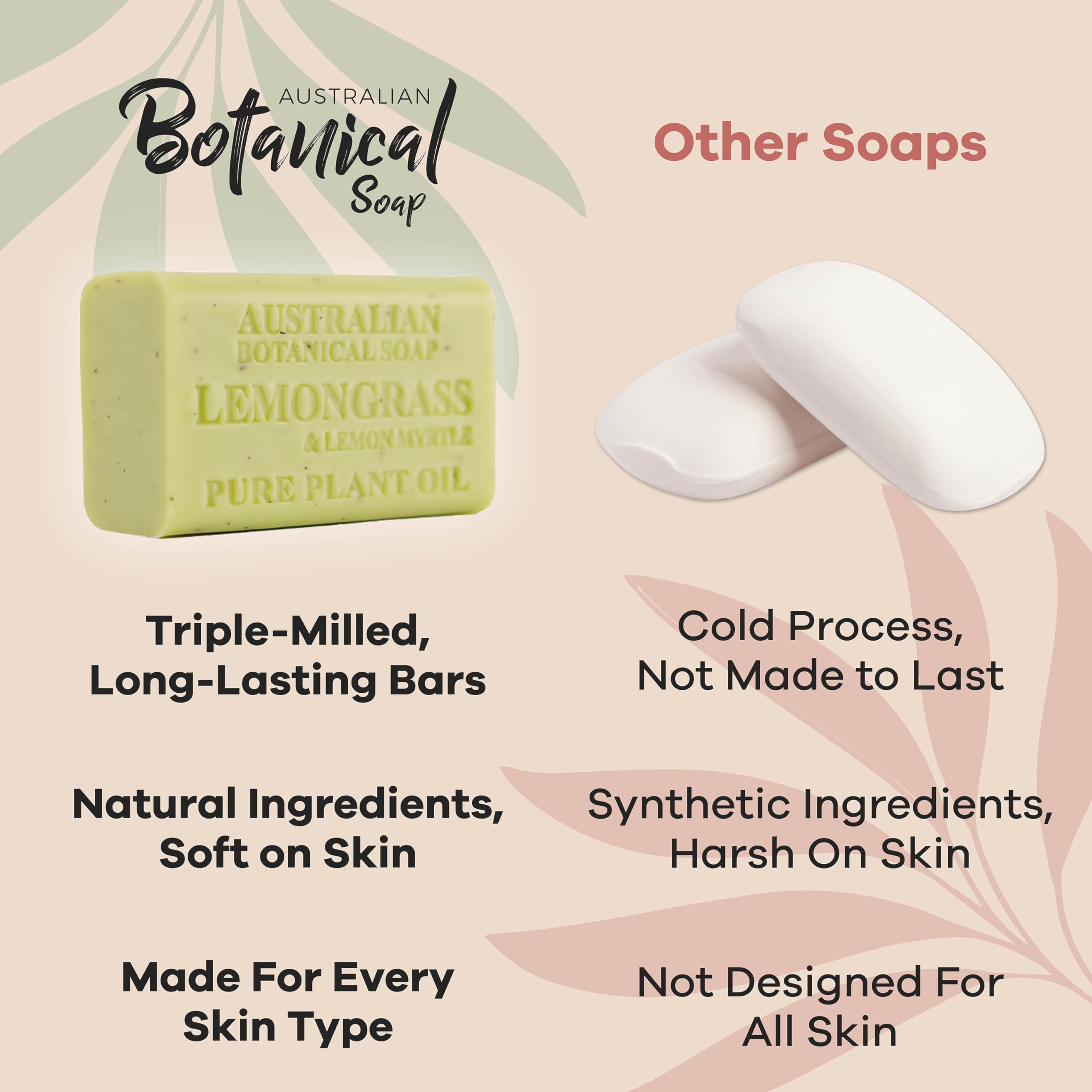 Creamy lather forms when using the Australian Botanical Soap lemongrass bar.