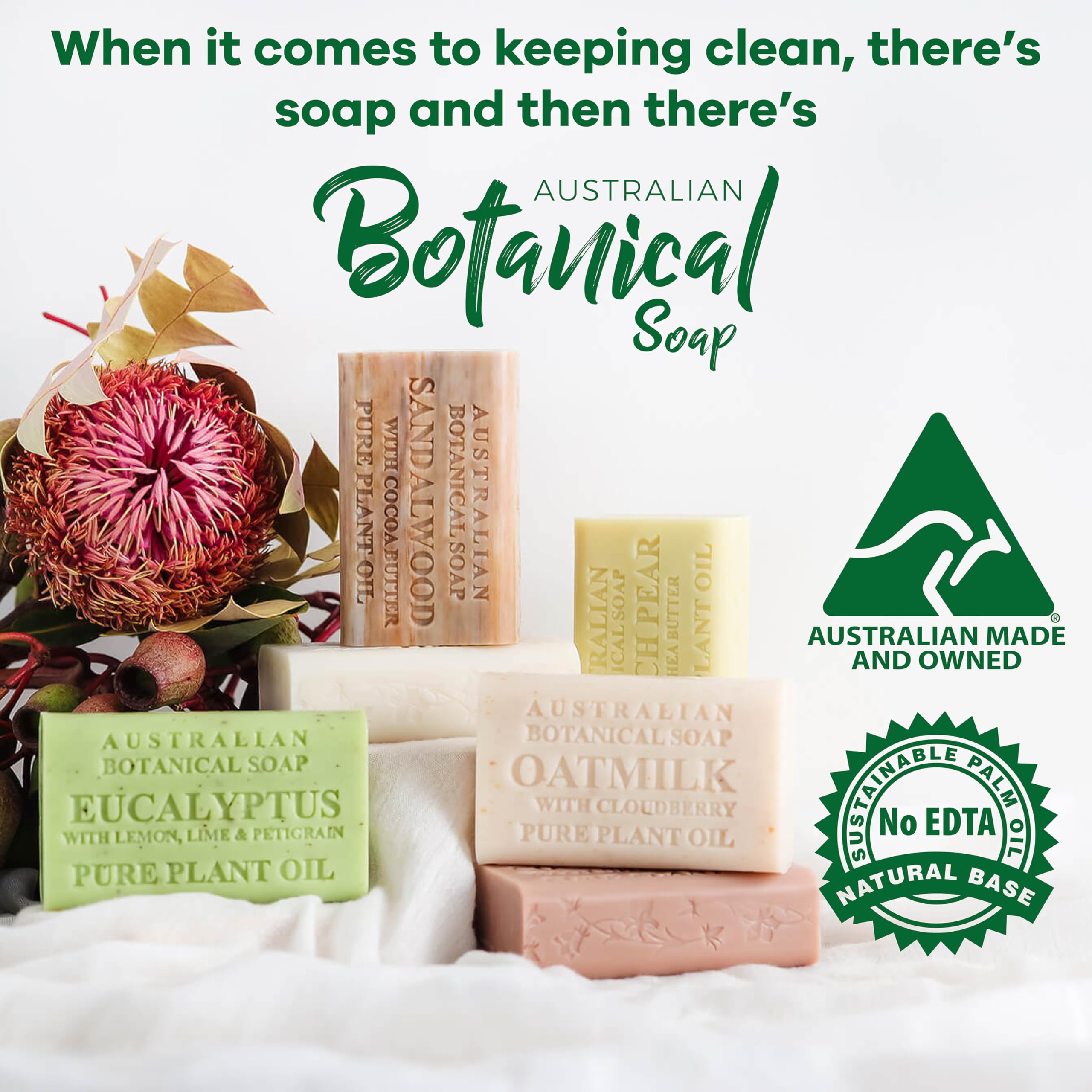 Australian Botanical Soap Sustainable-palm-oil packaging-appearance highlights responsible cleanse
