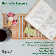 Australian Botanical Soap Lemongrass & Lemon Myrtle pack of four on display for daily use.